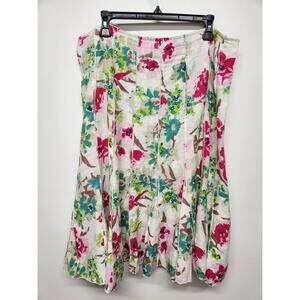 Per Una Marks & Spencer Womens Linen Colorful Floral Fit&Flare/Flowy Skirt, Sz18